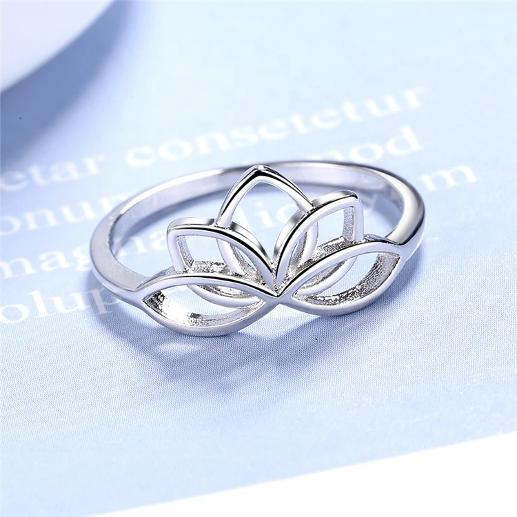 High Polish Lotus Rings Tarnish Resistant Comfort 925 Sterling Silver Ring Fit Wedding Band Ring