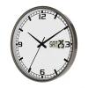 High Quality 11 Inch Modern Radio-Controlled Analog Wall Clock with LCD Digital Day of Week and Date