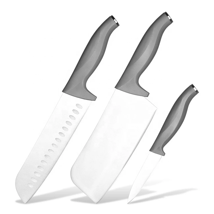 High Quality 3pcs color knife set chooper santoku knife and paring knife with pp Handle
