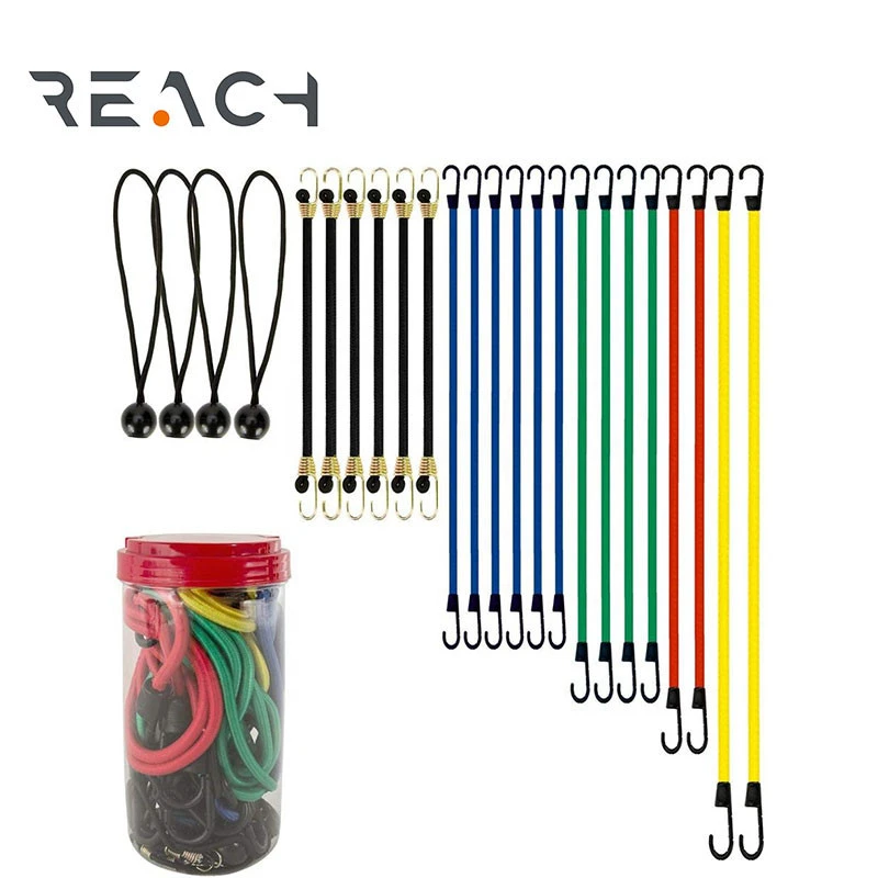 High quality elastic rope flat bungee cords with hooks latex bungee cord