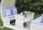 high quality four seats rattan patio swing with canopy garden rattan swing chair