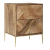 High Quality Home Decor Solid Mango Wood And Iron Made Nightstand/Bedside Tables With 2 Drawer