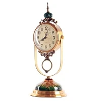 High quality Vintage style Metal Glass Decor Mute Quartz Desktop Clock