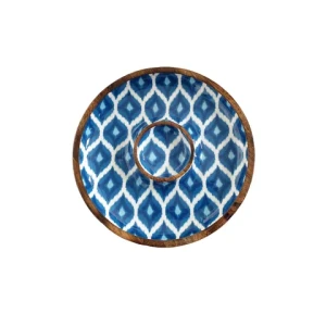 Home Decoration High Quality Wooden Printed Dip Plates for Food Serving Wooden Plates with Luxury Print from India