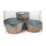 Home Decorative Vintage Farmhouse Garden Metal Tin Flower Pot Handmade Metal Planter Tub & Tray Metal Planter Wholesalers