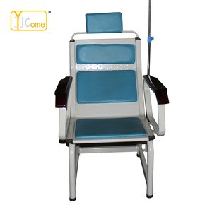 hospital furniture steel manual transfusion chair, medical infusion chair with armrest dinning board IV pole price