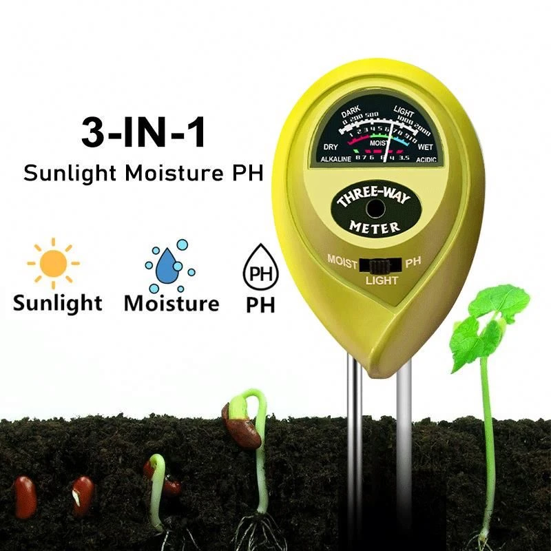 Hot Deals 3 In 1 Light Testing Soil Ph Meter Soil Tester Humidity Meter Ph Tester For Testing Soil Flowers Lawn Vegetables