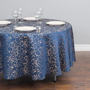 Hot Sale Embroidery Jacquard custom size  damask 90 round table cloth