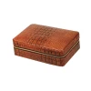 Hot Sale Travel Pu Leather Cover Pine Wood Cigarette Humidor Case