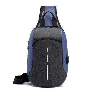 Hot sale trendy chest bag with USB Charging Port for men and women