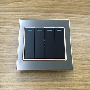 hot selling factory new design mirror panel switch / 4 gang 1 way or 2 way electric wall switch for home