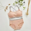 Hot Selling Wireless sports style character back cross Comfortable Bra & Brief Sets