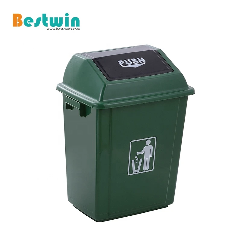 Hotel Restaurant Kitchen Office Square Plastic Recycling Waste Garbage Rubbish Bin Trash Can with Swing Lid