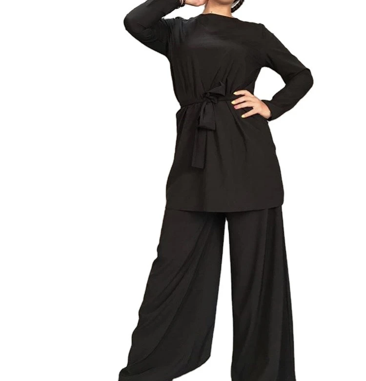 Islamic Clothing Black Muslim Casual Set Clothes Arabic Casual Women Clothes Abaya Set