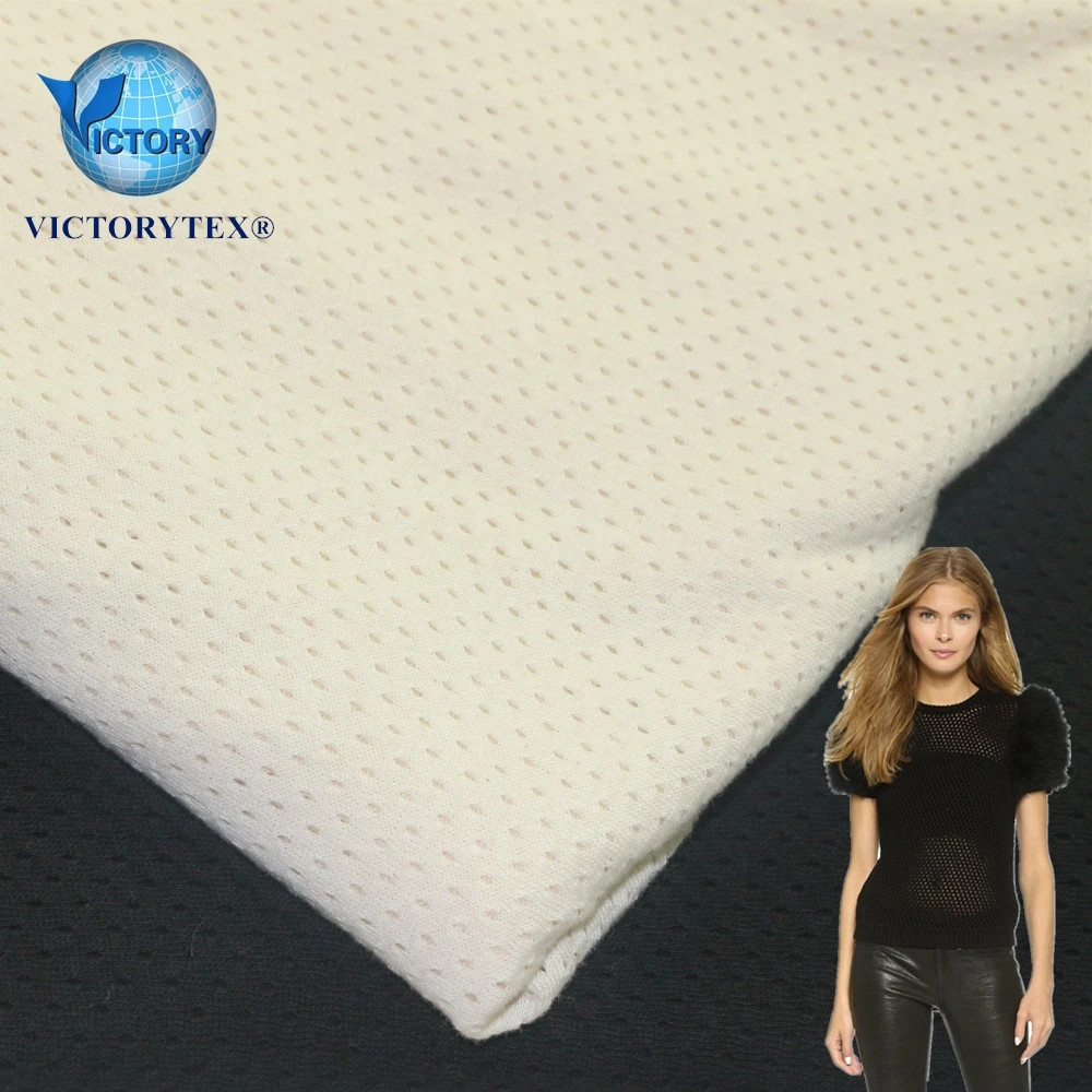 Jacquard Knit  Mesh Warm 100% Organic Cotton Netting Jacquard Dragon Eyes Mesh Fabric for See-through Blouses Clothes Dress