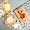 Japanese bamboo rectangular solid wood household water cup tray wood western food bread plate wood plate