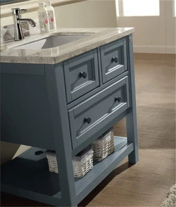 Latest wooden furniture designs / Dark gray wooden bathroom cabinet with drawers WTS1633