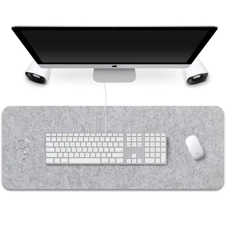 Light grey Felt laptop desk mat, desk mouse pad Desk Pad Protector Writing Mat for Office and Home
