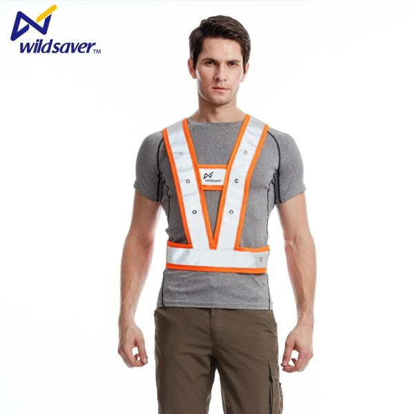 Lightweight Adjustable Flashing Reflective Strap Traffic LED reflective Vest safety with OEM logo