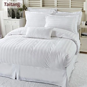 Literie Les Draps Taitang Hotel Quality Luxury White Bedding Set King Size Hotel Satin Stripe Duvet Cover And Pillowcase Set