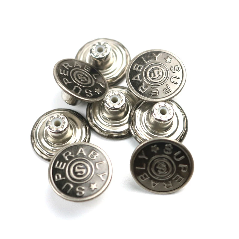 Logo Customized Brass Copper Metal Custom Denim Jeans Tack Buttons for Jeans