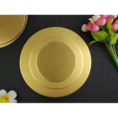Low MOQ 10 Inch 12 Inch Wholesale Cardboard Cakeboard Gold Disposable Large Paper Round Cake Boards Supplier For Cake Base
