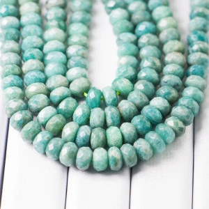 LS-A2726 natural raw faceted rondelle amazonite stone beads,high quality gemstone loose beads strands for jewelry diy