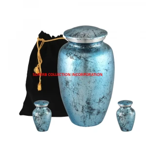 Luxury Aluminium Metal Adult Cremation Urn Or Ashes Urn With Free 2 Keepsake Urns and Velvet bag Direct factory Sale
