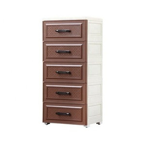 Luxury brown 5 layer clothes storage cabinet 85CM kids plastic drawer