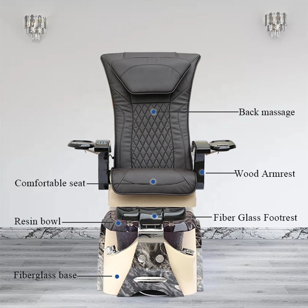 Luxury Cheap Beauty Nail Salon Furniture Discharge Pump Pipeless Whirlpool Recliner Foot Spa Human Touch Massage Pedicure Chair
