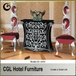 Luxury French Style Goldleaf Console Table & Mirror / Deluxe Hallway Golden Wood Carved Side Table