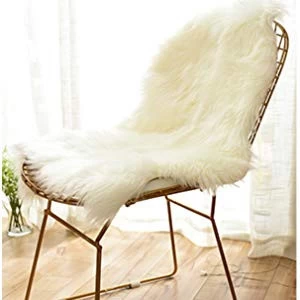 Luxury Soft Faux Sheepskin Chair Cover Seat Cushion Pad Plush Fur Area Rugs for Bedroom, customized