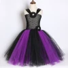 Maleficent witch costumes European American child Halloween dresses girl mesh princess dress