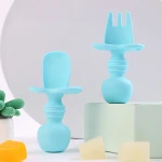 Manufacturer Wholesale Silicone Tableware Baby Feeding Spoon And Fork Set