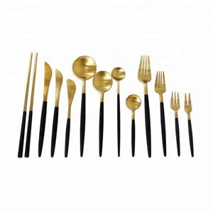 Matte White,Black and Gold Cutlery Classic Stainless Steel Flatware Sets Dishwasher Safe