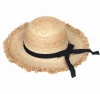 Mayfair Panama  Raw Edge Hat Wholesale Custom Raffia Woman Hat Straw Hat Beach Cap
