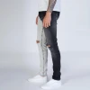 Mens jeans 2021 98%cotton 2%spandex denim cloth contrast two tones tapered skinny black grey  jeans pants