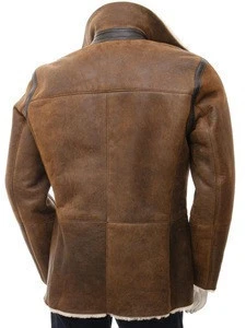 Mens Shearling Sheepskin Jacket Pure Leather jacket Foe Gents Shearling Coat