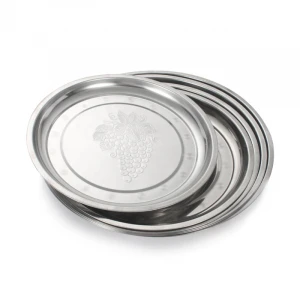 Metal Plates Sets Luxury Dinnerware Round Shape Stainless Steel China Dinner Plates For Restaurant