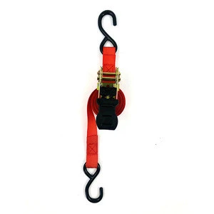 Metal tie down ratchet strap with double j hook