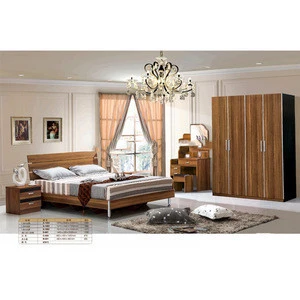 modern bedroom furniture sets MDF board bed and wardrobe