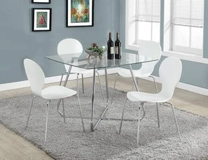 Modern room furniture Square 8mm Thick Tempered glass dining table with 4 chairs