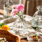 MONAZONE Transparent Glass Flower Vase Water Planting Vessel Living Room Home Decoration Glass Vase