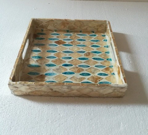 Mother of pearl Tray, rectangle hotel coffee trays, devided trays
