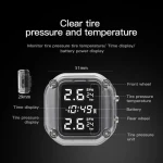 Motorcycle TPMS Magnetic Charging Tire Pressure And Temperature Monitoring System DC5V LCD Color Screen 2Pcs External Sensor