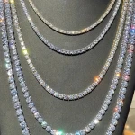 Multi size S925 Silver Moissanite Tennis necklace Popular Pop Celebrity Same Style Party Style Gift Trend Men and Women  chain