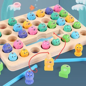 Multifunctional magnetic fishing parent-child toy for children&#39;s digit and letter recognition