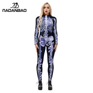 NADANBAO Brand Novelty Halloween Cosplay Costumes Jumpsuits Rompers Long Sleeve Digital Printed Jumpsuit Women China Wholesale
