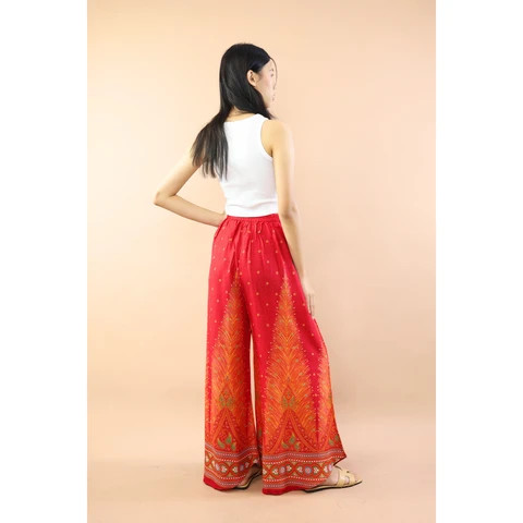 Napat Clothing Peacock Womens Palazzo Pants in Coral Red for Women