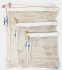 Natural Cotton Mesh Produce Bags + 1 Organic Cotton Storage Bag